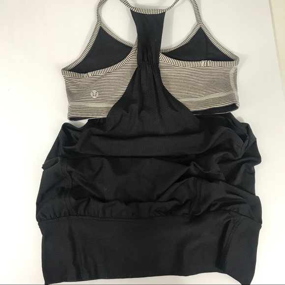 Lululemon No Limits Tank Size 4 Black & Tan Stripe - Picture 5 of 7